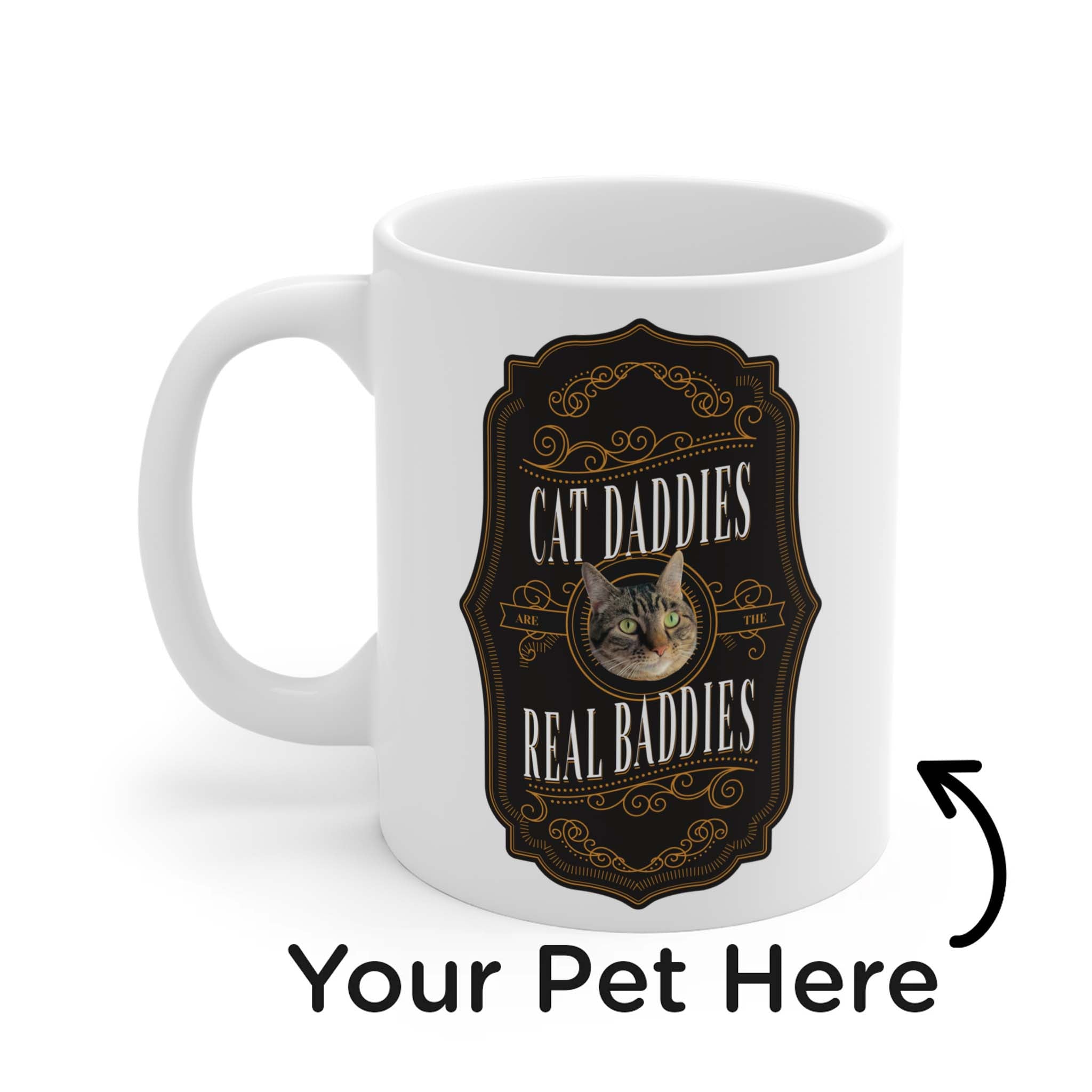 Custom Cat Daddies Are The Real Baddies Whiskey Label Cat Mug