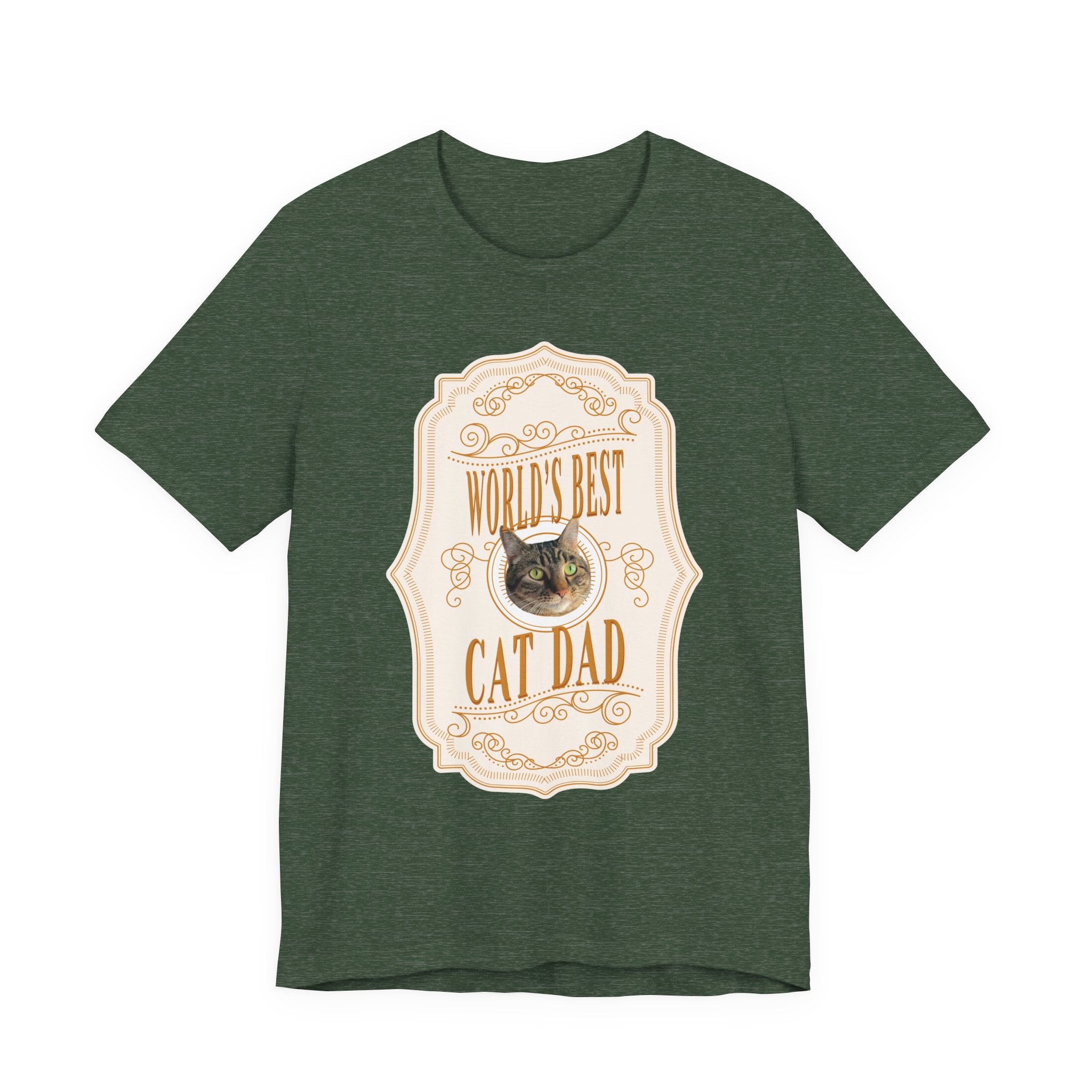 Customizable World's Best Cat Dad Whiskey Label T-Shirt - Light
